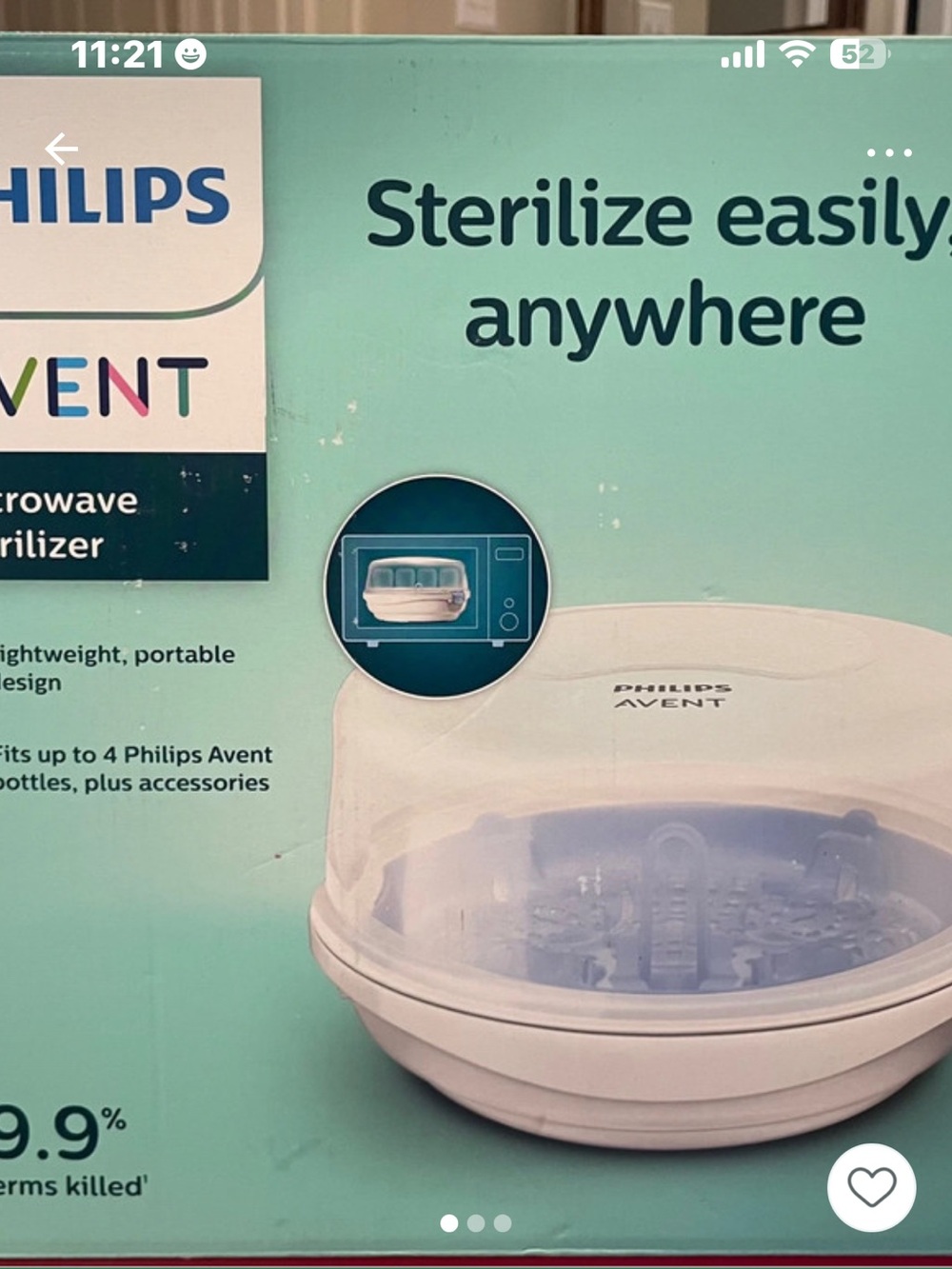 Philips Avent White and Mint Green Microwave Sterilizer